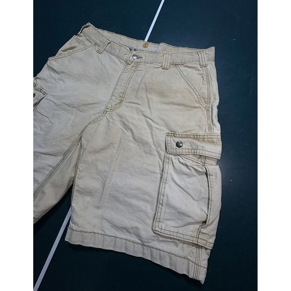 Carhartt Relaxed‎ Fit Cotton Canvas Cargo Shorts Mens 34 White Faded Pockets